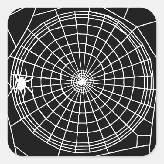Square Spider Web, Scary Halloween Design Square Sticker