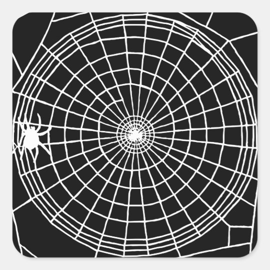 Square Spider Web, Scary Halloween Design Square Sticker