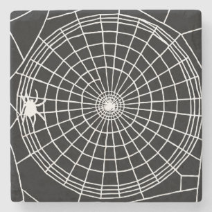 Square Spider Web, Scary Halloween Design Stone Coaster