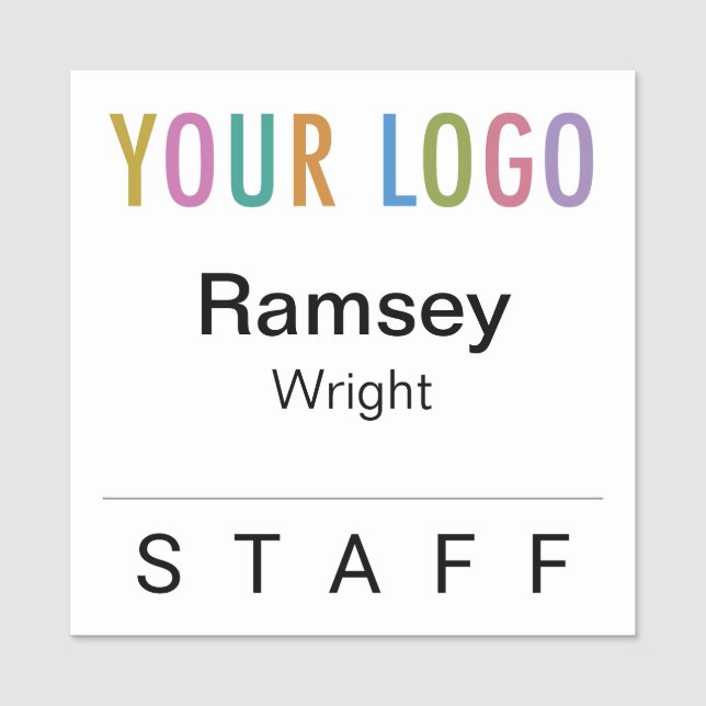 Square Staff Name Tag Company Logo Magnetic or Pin (Front)