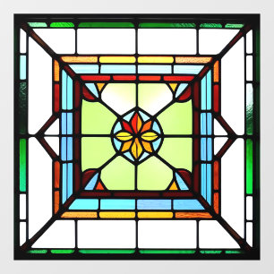 Square Stained Glass AI Art Window Cling