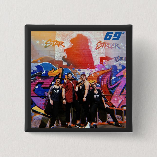 Square Star Struck Button  (Front)