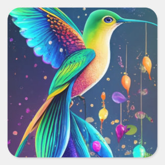 Square Sticke ECC, CALCOMANIA COLIBRI Square Sticker