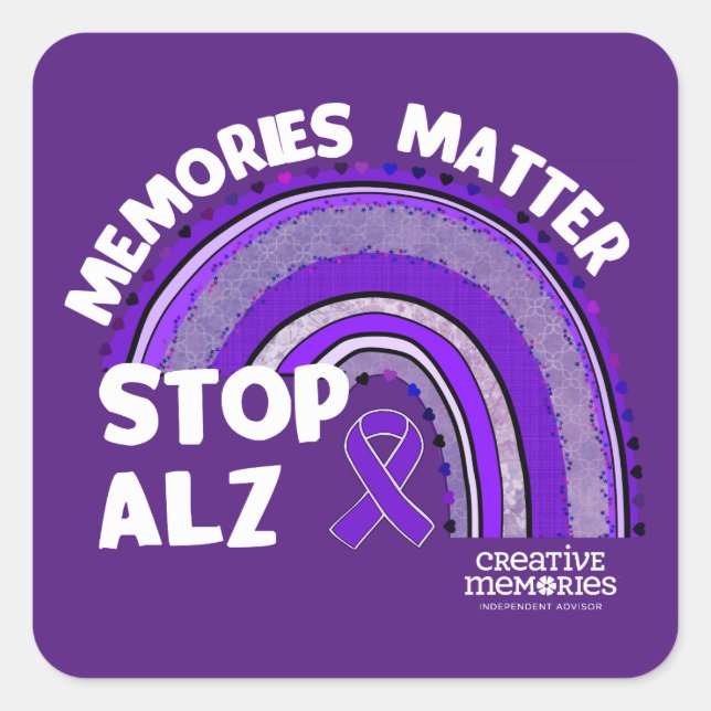 Square Sticker Alzheimer's Association Longest Day (Front)