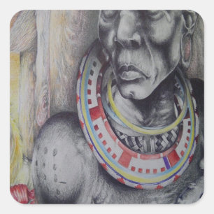 Square Sticker Hakuna Matata with Lions- Masai