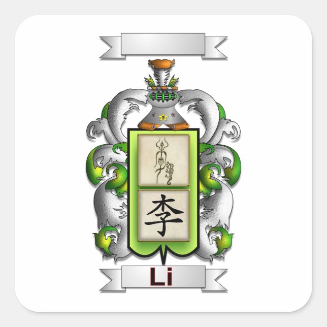 Square Sticker Li Surname And Shield (Front)