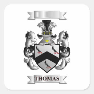 Square Sticker Thomas Family Surname And Shield