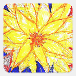 Square Stickers  Dahlia Contrasting