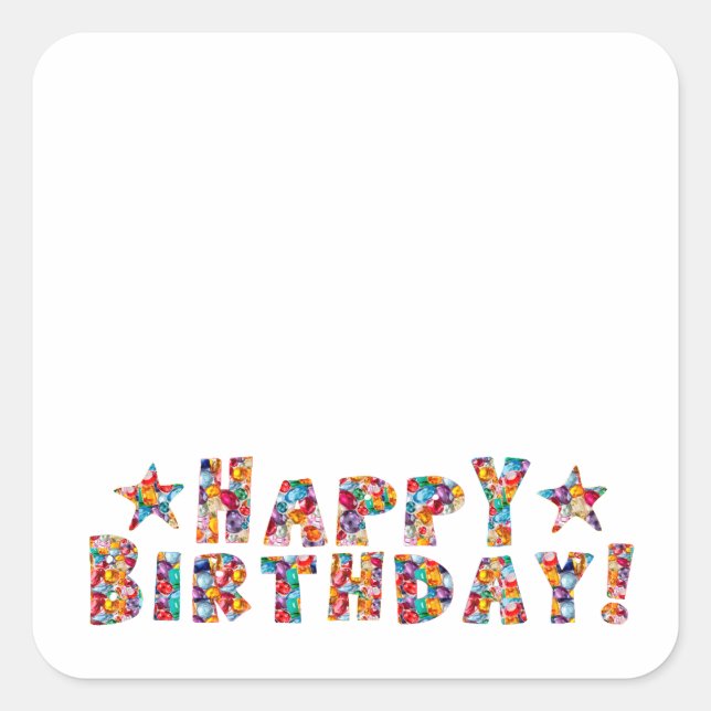 Square Stickers HAPPY BIRTHDAY (Front)