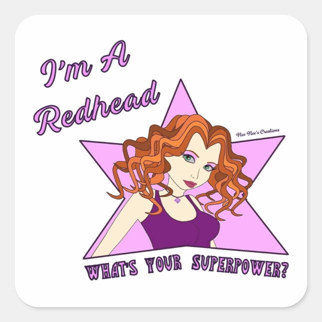 Square Stickers - Redhead Superpower (Front)