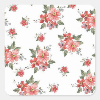 Square Stickers with Charming Floral Designs