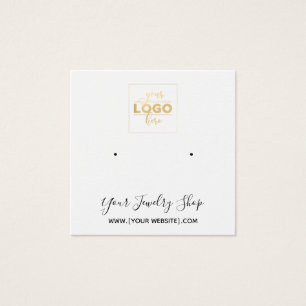 Square Stud Logo White Earring Display Card