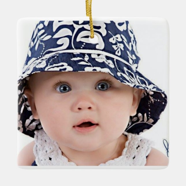 Square sweet baby image ceramic ornament (Front)
