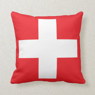 Square Swiss Flag Throw Pillow