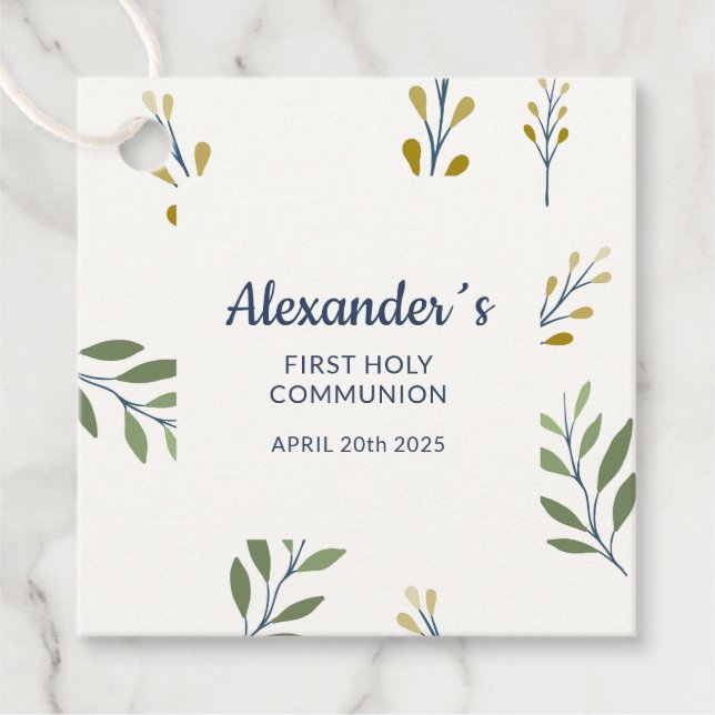 Square Tag – Custom Communion Botanical Pattern (Front)