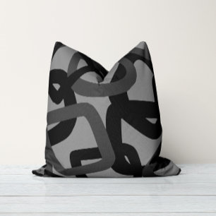 Square Tangle Black & Charcoal Grey Throw Pillow
