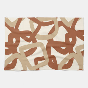 Square Tangle Burnt Sienna Cream Kitchen Towel