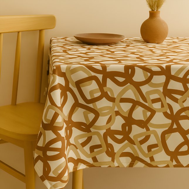 Square Tangle Burnt Sienna Cream Tablecloth (Creator Uploaded)