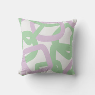 Square Tangle Mint Green & Lavender Throw Pillow