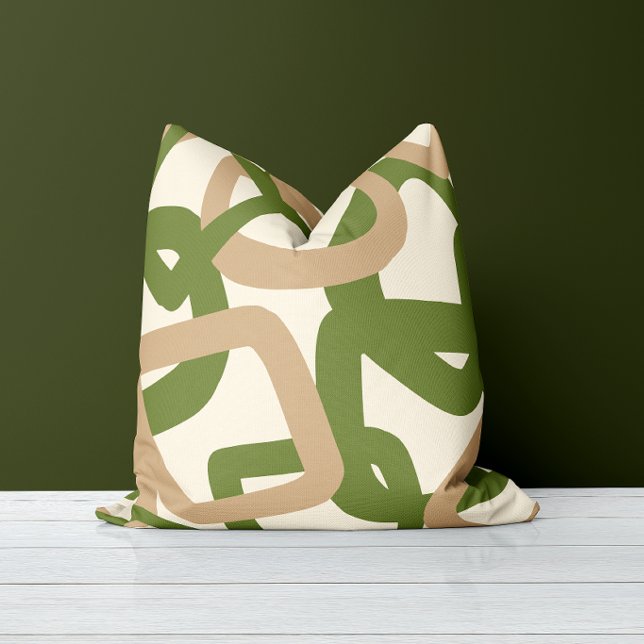 Square Tangle Olive Green Throw Pillow (Creator Uploaded)