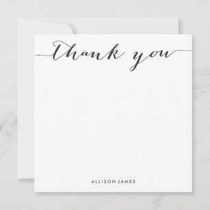 Square Thank You flat note cards - grooved paper