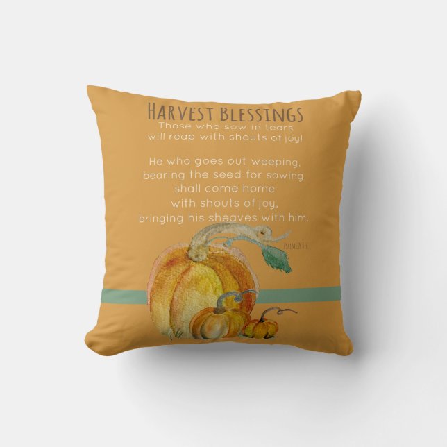 Square Throw Pillow: Harvest Blessings Pillow (Front)