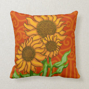 Square Throw Pillow/Sunflower Trio Pillow