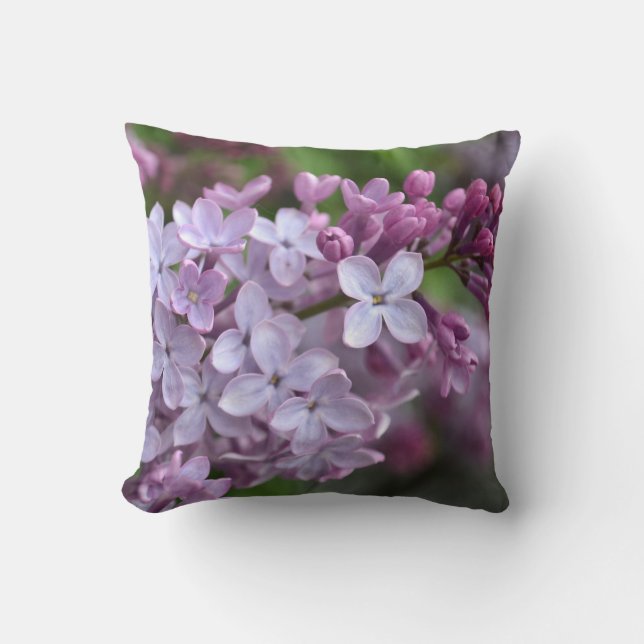 Square Throw Pillow with Lilac Design (Front)