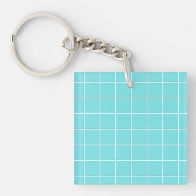Square Tile Like Check Pattern Keychain (Front)