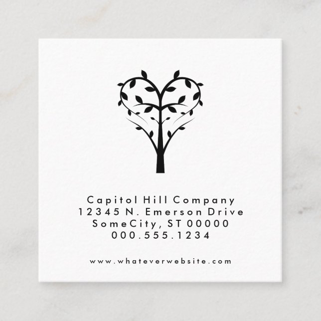 square tree heart appointment reminder card (Front)