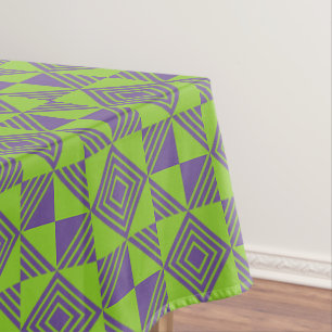 Square Triangle Geometric Green Purple Monogram  Tablecloth