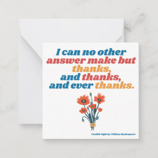 Square Twelfth Night Shakespeare Thank You Note Card