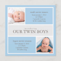 Square Twins Collage | Birth Announcement