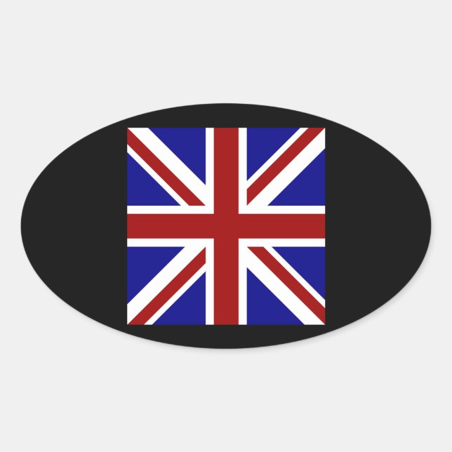 Square Union Jack Oval Sticker (Front)