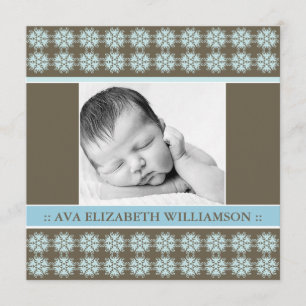 Square Victorian Blue Birth Announcement