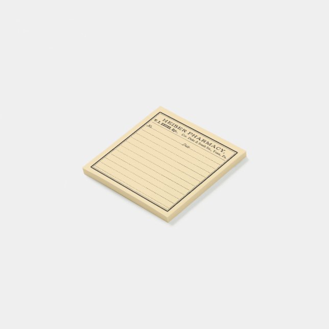 Square Vintage Pharmacy Label Post-it Notes (Angled)
