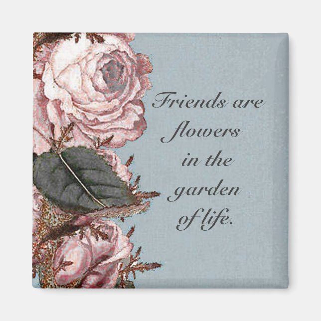 Square Vintage Rose Border - Magnet (Front)