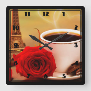 Square Wall Clock/Coffee Time in Paris Clock