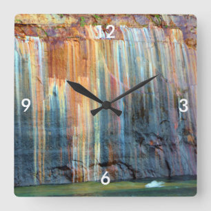 Square Wall Clock/Earth-tones Clock