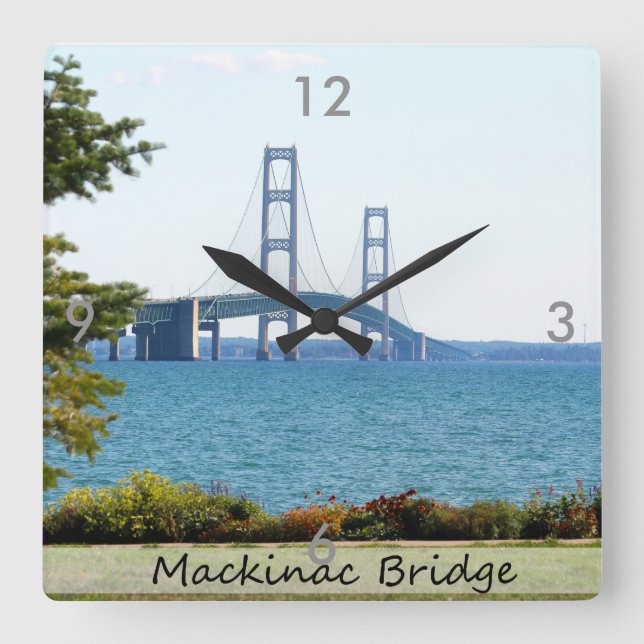 Square Wall Clock/Mackinac Bridge Square Wall Clock (Front)