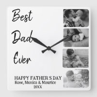 Square wall clock, personalized, father's day.
