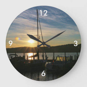 Square Wall Clock/Sailboats at Sunset Large Clock