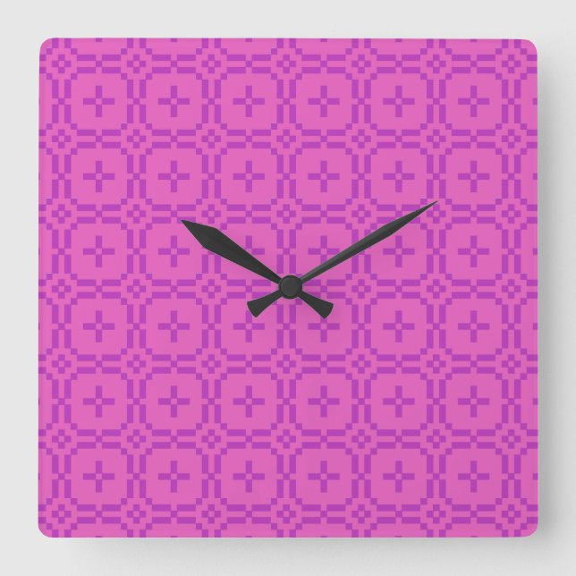 Square Wall Clock: Welsh Tapestry Pattern: Pink Square Wall Clock (Front)