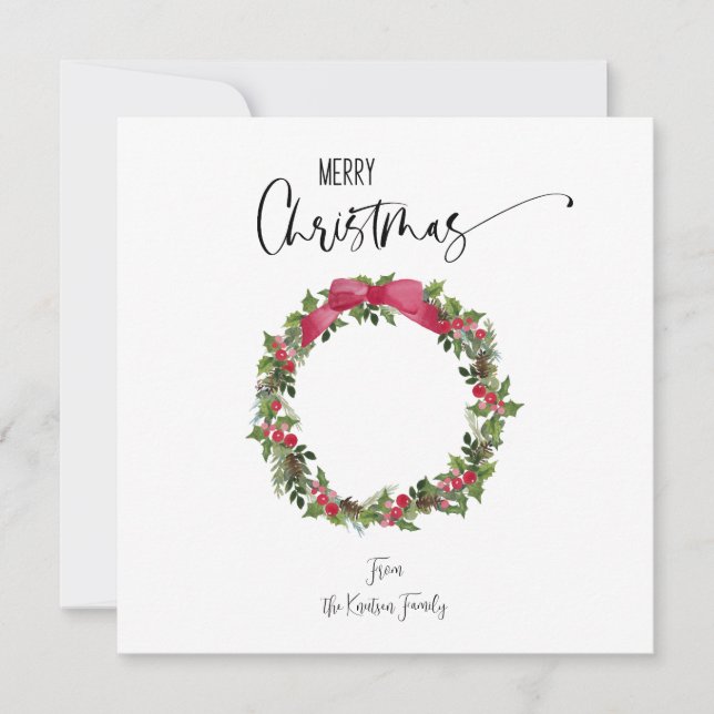 Square Watercolor Personalized Christmas Card (Front)