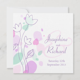 Square wedding invite graphic modern flower petals