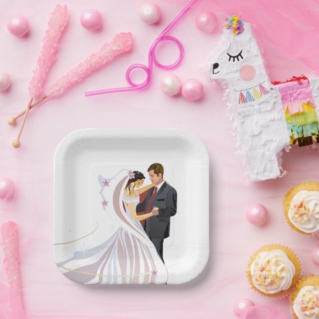 Square Wedding Paper Plate (Party)