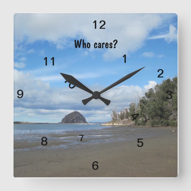 Square "Who Cares?" Wall Clock (Front)