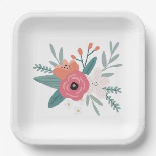 Square Wildflower Posy Party Plates