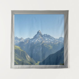 Square Window with Views of the Swiss Alps Tapestry