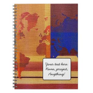 Square With Lines World Map Notebook